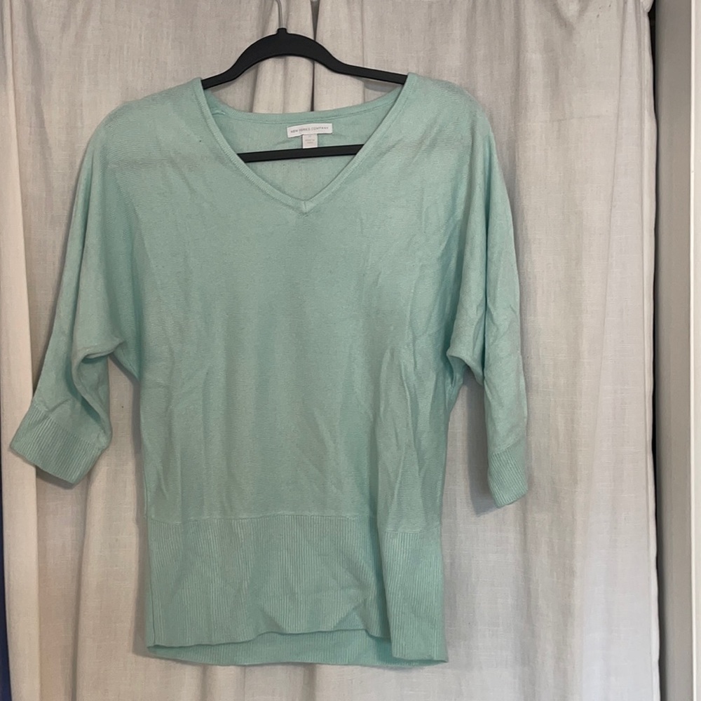 New York & Company teal quarter sleeve sweater
